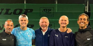 An Instagram post from Monaco earlier this week revealed Rune’s involvement with Becker (centre).