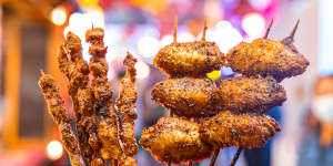 Chicken wing skewers at Chinatown Night Markets.