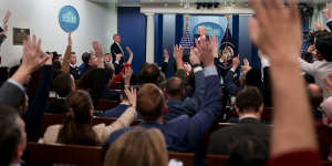 US President Donald Trump during a news conference. The White House announced that it would begin selecting which media outlets are allowed to ask the president questions.