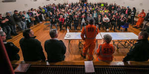 Authorities warn residents of a once-in-50-year flood event at a community meeting at Rochester Town Hall on Wednesday evening.