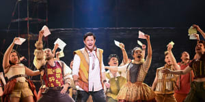 Rob Mills and the cast of&Juliet at Melbourne’s Regent Theatre.