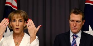 Michaelia Cash and Christian Porter,her predecessor as attorney-general,in 2016.