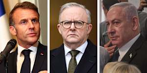 Emmanuel Macron,Anthony Albanese,Benjamin Netanyahu