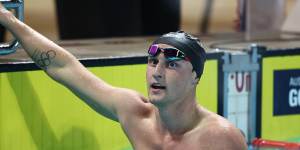 Elijah Winnington after victory in the men’s 400m freestyle.