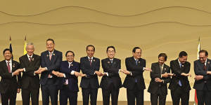 Leaders of ASEAN nations at the 50th anniversary summit.