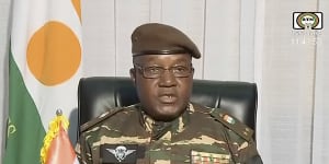 General Abdourahamane Tchiani makes a statement on TV in July declaring he is the head of state.