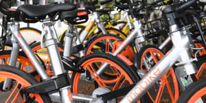 MoBike bikes in Sydney.