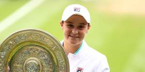Ashleigh Barty celebrates her victory at Wimbledon.