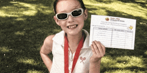 Maya Joint at age 7,after winning her first tournament,and on Tuesday (AEST) celebrating her win over Serena Williams at Wimbledon.