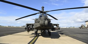 An American Apache helicopter