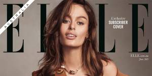 Nicole Trunfio and her four-month-old son Zion on the June cover of Elle Australia.
