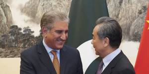 Pakistani Foreign Minister Shah Mahmood Qureshi,left,and Chinese Foreign Minister Wang Yi in Beijing in 2019.