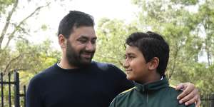 Rav Singh and his 11-year-old son Veyaan,who sat the selective school entry test on Thursday.