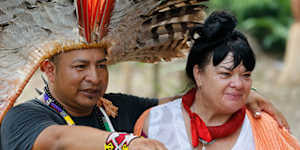 Director Lynette Wallworth with Tashka Yawanawa. 