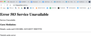 A screenshot of an error message received when attempting to visit a news websites on Tuesday evening.