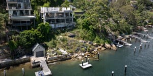 An aerial view of the mansion at Seaforth on Sydney’s lower north shore last week. 