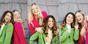 Emma Carey (pink jacket) and Jemma Mrdak:“The accident bonded us in a way that not many people experience.”