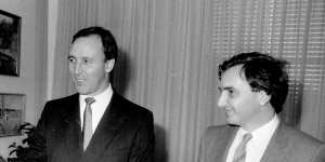 Ross Gittins meets the then treasurer Paul Keating in 1988.