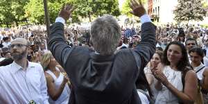 Robert F Kennedy jnr speaks at a rally outside the Albany County Courthouse this year.