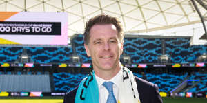 NSW Premier Chris Minns was at Allianz Stadium on Tuesday to mark the 100-days-to-go milestone for the Women’s World Cup.
