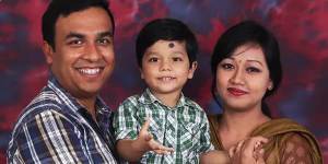 Mikolaj Barman (centre) was diagnosed with a very rare type of tumour – a diffuse intrinsic pontine glioma (DIPG). He is pictured with his father,Prasanta,and his mother,Sangeeta.