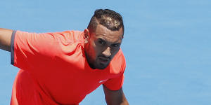 Nick Kyrgios during practice for the 2019 Australian Open. 