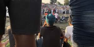 Sikhs gather for a wrestling match in Bhar Singh Pura. 