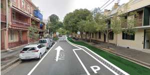 An artist’s impression of the initial plans for a cycleway on Kent Street in Millers Point.