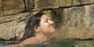 Chloe Beeler takes advantage of a warm winter’s day in the Ross Jones Pool at Coogee.