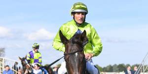 Damien Oliver won the race ‘In Honour of Dean Holland’ at Ballarat on Victorian racing’s return to the track.