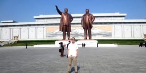 Daniel Herszberg,seen here in Pyongyang,North Korea,is set to become the latest Australian to visit every country in the world.