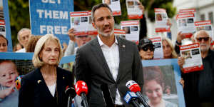 Jillian Segal speaks alongside Executive Council of Australian Jewry chief Alex Ryvchin shortly after the October 7 attacks.