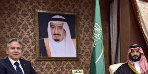 Saudi Arabia’s Crown Prince Mohammed bin Salman meets Secretary of State Antony Blinken in Jeddah,Saudi Arabia.