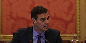 Spain's Prime Minister Pedro Sanchez presides over a weekly Cabinet meeting with government ministers held in Barcelona,Spain.