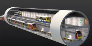 The planned Brisbane Underground Bus and Train (UBAT),announced by the state government on Sunday,will feature a double decker design with trains on the bottom and buses on top.