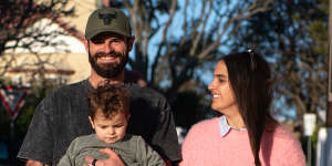 Campbell Biggs and Monica Eastwood,with son Ollie,have cut back on spending as inflation bites.