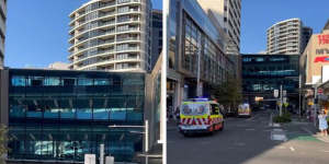 Emergency services arrive at Bondi Junction on Saturday afternoon.