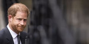 Prince Harry arrives at the Royal Courts of Justice in London.