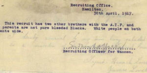 The note attached to Herbert Lovett’s recruitment papers.