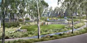 An artist’s impression of Mirvac’s proposed redevelopment of the old IBM site at West Pennant Hills.