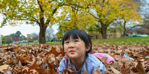 Oriane,3,at a park in Melbourne park.