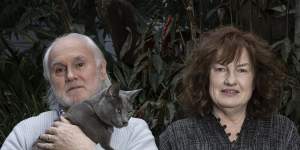 Cressida Campbell and her partner Warren Macris,with pet cat Minski.
