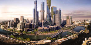 The"Southbank by Beulah"project. The taller tower would comprise 101 storeys and rise to 365.1 metres.