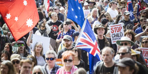 Hundreds of anti-Voice protesters rally in Sydney,Melbourne