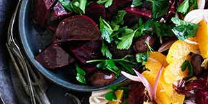 Beetroot,orange and olive salad.