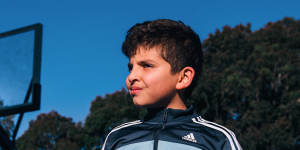 Omar Kahil,9,at the basketball court in Northcote Park,Greenacre.