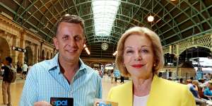 Contactless payment trial:NSW Minister for Transport and Infrastructure Andrew Constance with Ita Buttrose.