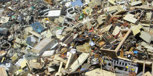 Almost all of the components in TVs and computers can be recycled,but almost none of them are.