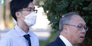 Eric Wong arrives at Hornsby Court on Wednesday with his solicitor.