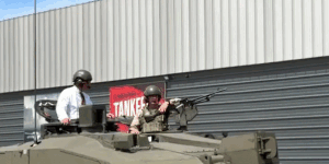 King Charles III rides in a Challenger 2 Main Battle Tank HP GIF